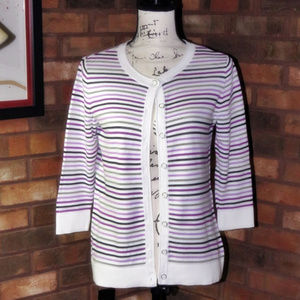 CHRISTOPHER & BANKS Striped Cardigan Sweater - Sm